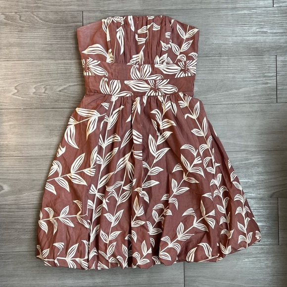 Y2K Plenty By Tracy Reese Silk Botanical Bubble Hem Strapless Mini Dress Size 4 - Picture 1 of 8